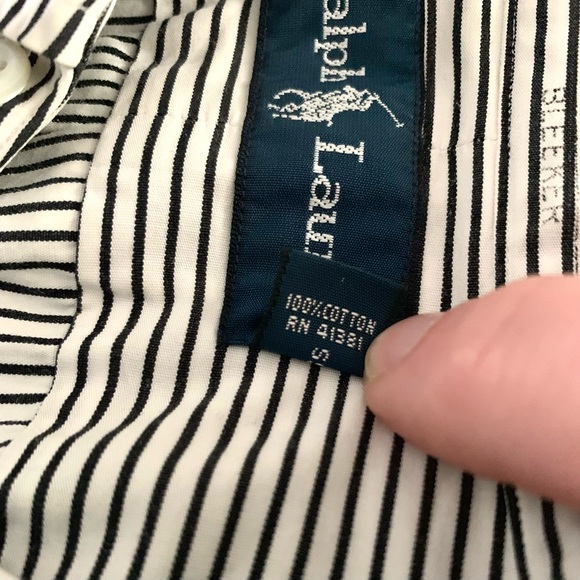 RALPH LAUREN 100% Cotton Men's Black/White Striped Shirt, Size M - Picture 10 of 10
